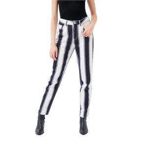 URBAN OUTFITTERS BDG White Black Striped Mom Jeans Size 27 Beetlejuice Halloween